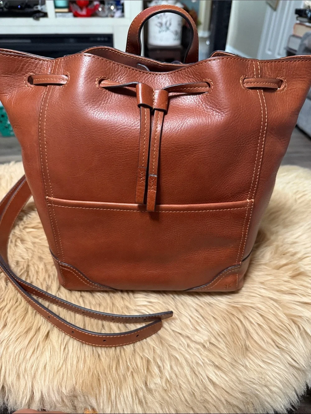 Frye Charlie Backpack in Cognac Leather, NIP NWT